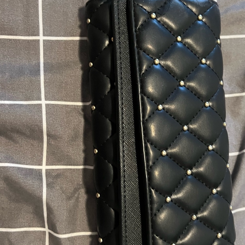 Quilted Black Clutch with Stud Accents